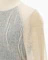 Sheer Jacquard High Neck Knit Top - green