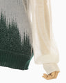 Sheer Jacquard High Neck Knit Top - green