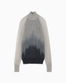 Sheer Jacquard High Neck Knit Top - navy