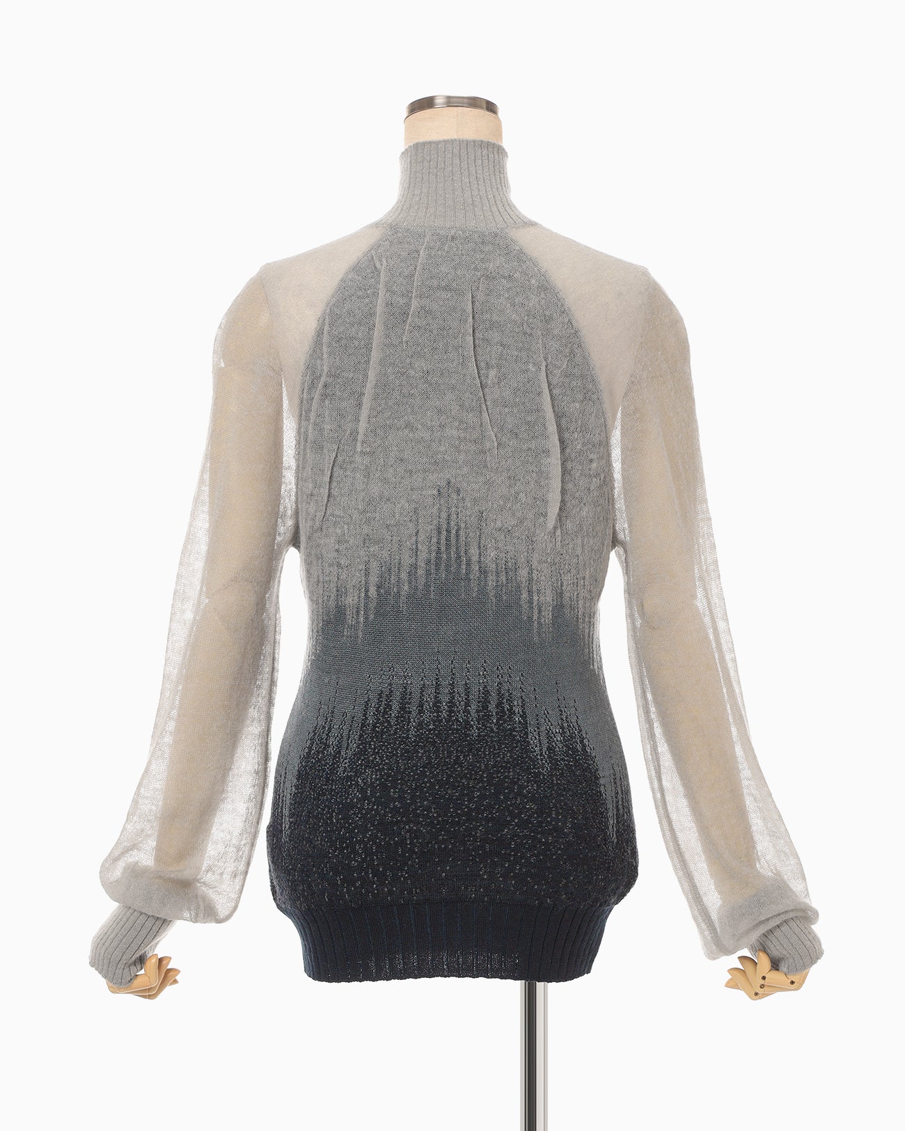 Sheer Jacquard High Neck Knit Top - navy - Mame Kurogouchi