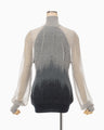 Sheer Jacquard High Neck Knit Top - navy