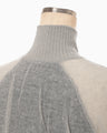 Sheer Jacquard High Neck Knit Top - navy