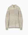 Pile Jacquard Half Zip Knit Top - beige