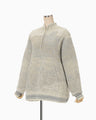 Pile Jacquard Half Zip Knit Top - beige