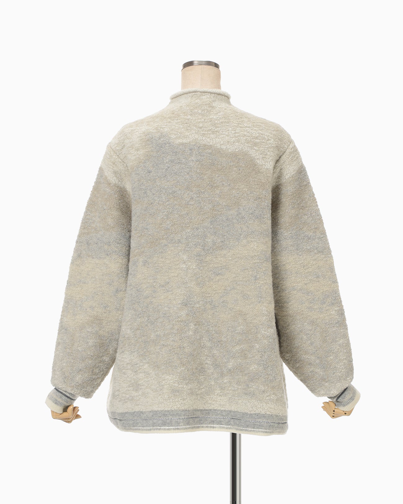 Pile Jacquard Half Zip Knit Top - beige - Mame Kurogouchi