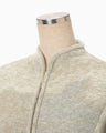 Pile Jacquard Half Zip Knit Top - beige