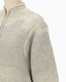 Pile Jacquard Half Zip Knit Top - beige
