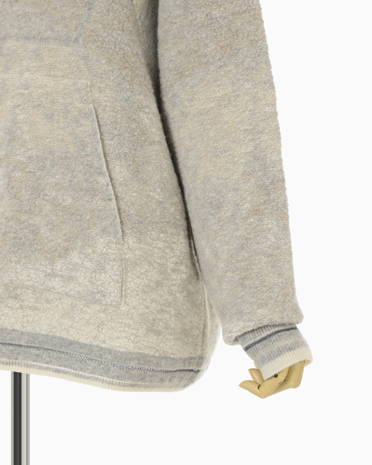 Pile Jacquard Half Zip Knit Top - beige - Mame Kurogouchi