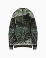 Pile Jacquard Half Zip Knit Top - green