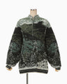 Pile Jacquard Half Zip Knit Top - green