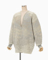Pile Jacquard Plunge Knit Top - beige