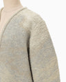Pile Jacquard Plunge Knit Top - beige