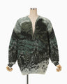 Pile Jacquard Plunge Knit Top - green