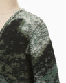 Pile Jacquard Plunge Knit Top - green
