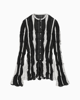 Fluid Jacquard Knit Cardigan - black