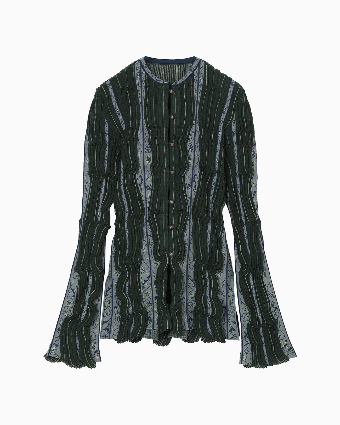 Fluid Jacquard Knit Cardigan - green - Mame Kurogouchi