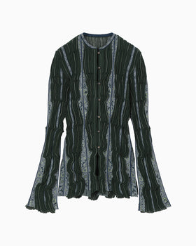 Fluid Jacquard Knit Cardigan - green