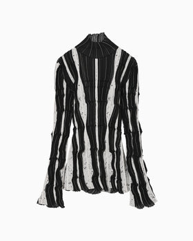 Fluid Jacquard Knit Top - black