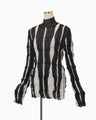 Fluid Jacquard Knit Top - black