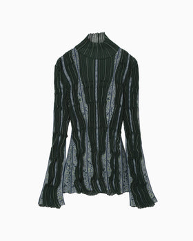 Fluid Jacquard Knit Top - green