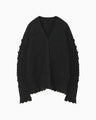 Wool Cable Knit Cardigan - black