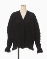 Wool Cable Knit Cardigan - black