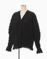 Wool Cable Knit Cardigan - black