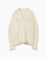 Wool Cable Knit Cardigan - ecru