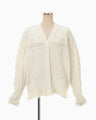 Wool Cable Knit Cardigan - ecru