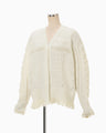 Wool Cable Knit Cardigan - ecru
