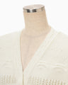 Wool Cable Knit Cardigan - ecru