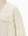 Wool Cable Knit Cardigan - ecru
