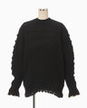 Wool Cable Knit Top - black