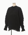 Wool Cable Knit Top - black