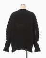 Wool Cable Knit Top - black