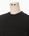 Wool Cable Knit Top - black