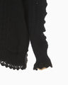 Wool Cable Knit Top - black