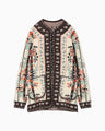 Floral Arabesque Knit Jacket - brown