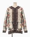 Floral Arabesque Knit Jacket - brown