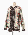 Floral Arabesque Knit Jacket - brown