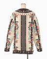Floral Arabesque Knit Jacket - brown