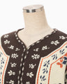 Floral Arabesque Knit Jacket - brown