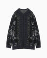 Floral Arabesque Knit Jacket - navy