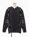Floral Arabesque Knit Jacket - navy