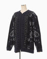 Floral Arabesque Knit Jacket - navy