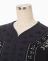Floral Arabesque Knit Jacket - navy