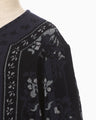 Floral Arabesque Knit Jacket - navy