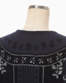 Floral Arabesque Knit Jacket - navy