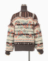 Floral Arabesque High Neck Knit Top - brown