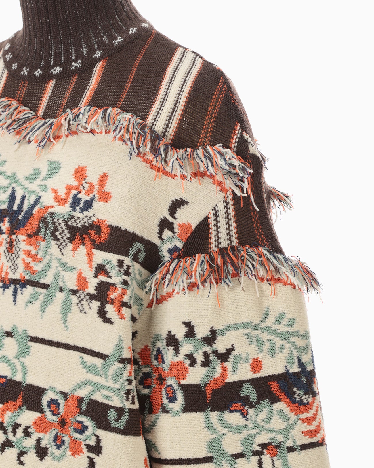 Floral Arabesque High Neck Knit Top - brown - Mame Kurogouchi